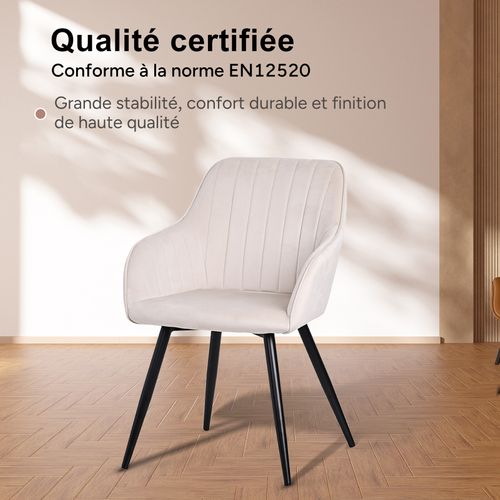 Lot De 4 Chaises Salle à Manger Et Cuisine, Bureau – Confortable 58×63×81cm-Blanc