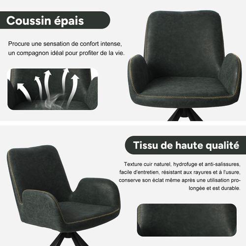 Lot De 4 Chaises Salle à Manger Et Cuisine, Bureau – Confort 56×59×82 Cm – 360°-Vert Vintage