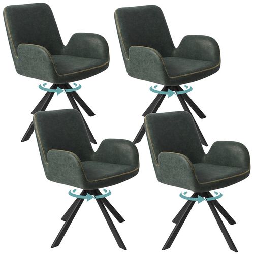 Lot De 4 Chaises Salle à Manger Et Cuisine, Bureau – Confort 56×59×82 Cm – 360°-Vert Vintage