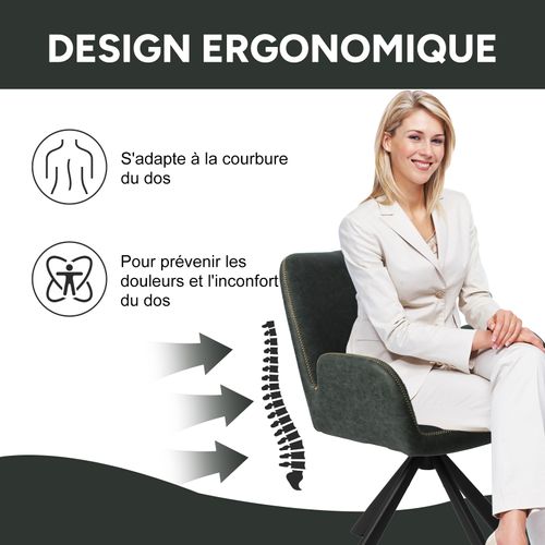 Lot De 4 Chaises Salle à Manger Et Cuisine, Bureau – Confort 56×59×82 Cm – 360°-Vert Vintage