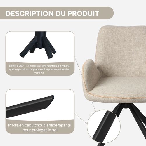 Lot De 4 Chaises Salle à Manger Et Cuisine, Bureau – Confort 56×59×82 Cm – 360°-Avione