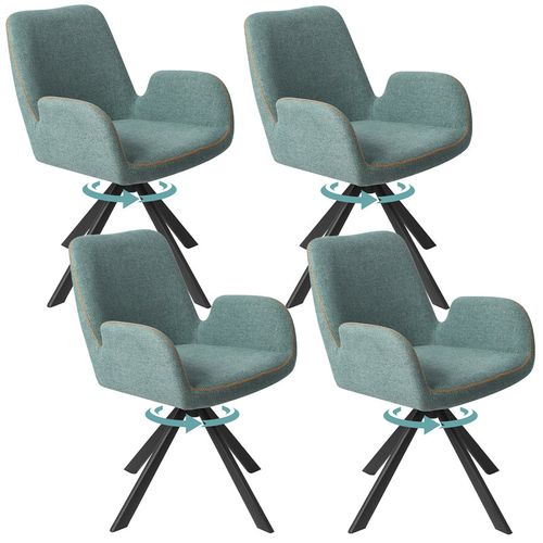Lot De 4 Chaises Salle à Manger Et Cuisine, Bureau – Confort 56×59×82 Cm – 360°-Vert Menthe