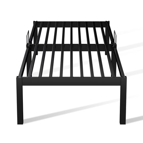Cadre De Lit 90x200 Cm, Lit Adulte En Métal, Anti-rouille, Antidérapant, Montage Facile Sans Vis