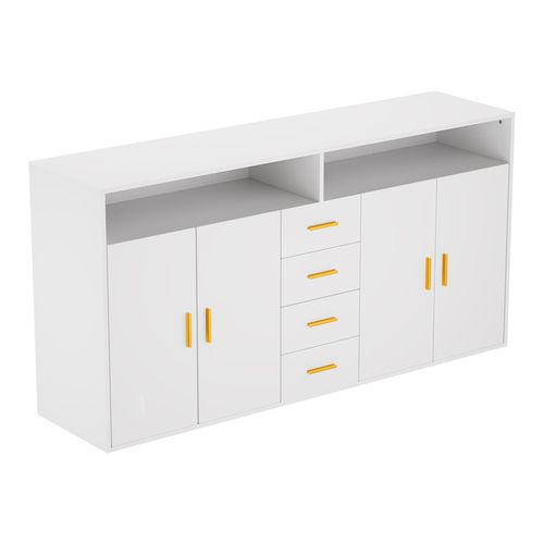 Buffet Moderne Avec 4 Tiroirs, 2 Portes Et 2 Compartiments Ouverts – Meuble De Rangement