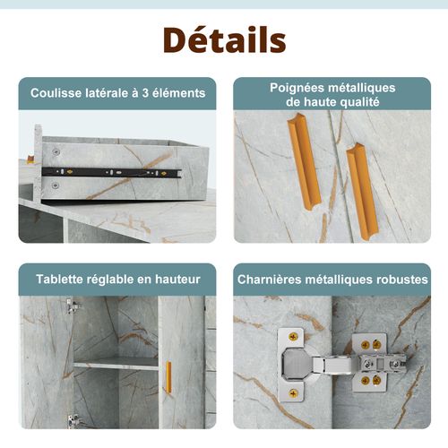 Buffet Moderne Avec 4 Tiroirs, 2 Portes Et 2 Compartiments Ouverts – Meuble De Rangement