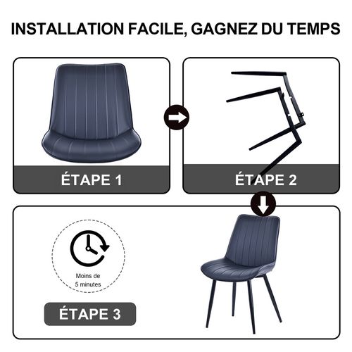 Lot de 4 chaises salle à manger, idéal pour le salon ou la cuisine — dimensions 53 × 62.5 × 88 cm