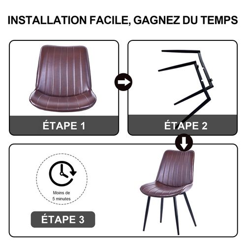 Lot de 2 chaises salle à manger, idéal pour le salon ou la cuisine — dimensions 53 × 62.5 × 88 cm
