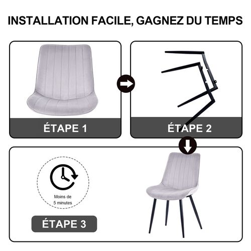 Lot de 2 chaises salle à manger, idéal pour le salon ou la cuisine — dimensions 53 × 62.5 × 88 cm