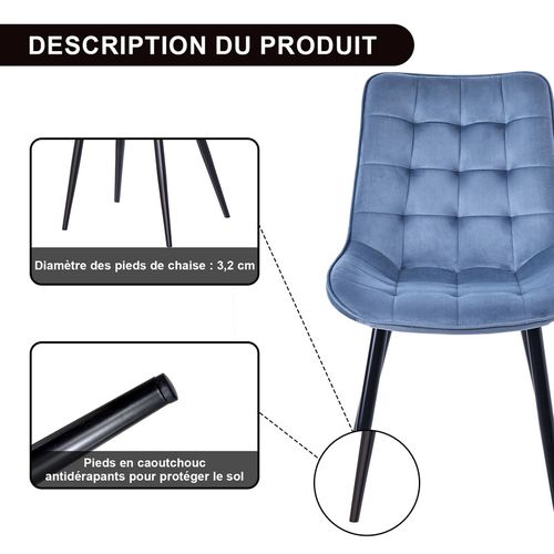 Lot de 2 chaises salle à manger, idéal pour le salon ou la cuisine — dimensions 53 × 62.5 × 88 cm