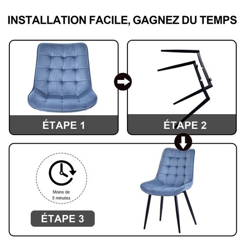 Lot de 2 chaises salle à manger, idéal pour le salon ou la cuisine — dimensions 53 × 62.5 × 88 cm