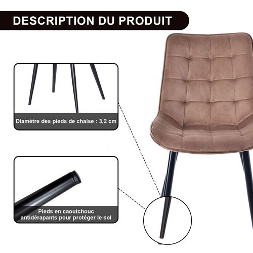 Lot de 2 chaises salle à manger, idéal pour le salon ou la cuisine — dimensions 53 × 62.5 × 88 cm