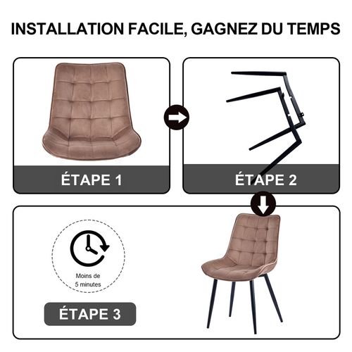 Lot de 2 chaises salle à manger, idéal pour le salon ou la cuisine — dimensions 53 × 62.5 × 88 cm