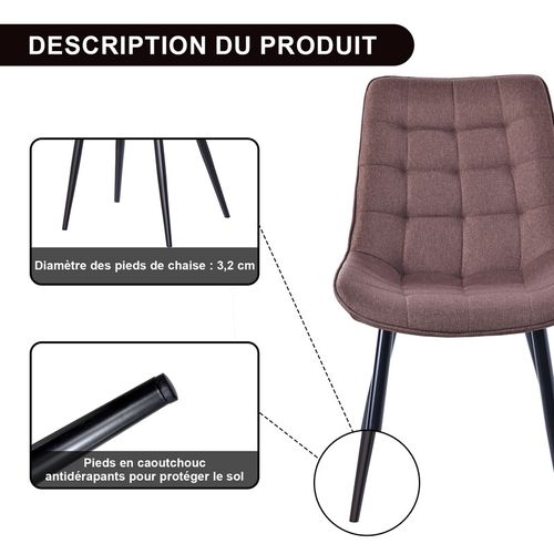 Lot de 2 chaises salle à manger, idéal pour le salon ou la cuisine — dimensions 53 × 62.5 × 88 cm