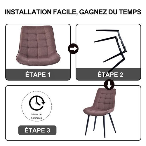 Lot de 2 chaises salle à manger, idéal pour le salon ou la cuisine — dimensions 53 × 62.5 × 88 cm