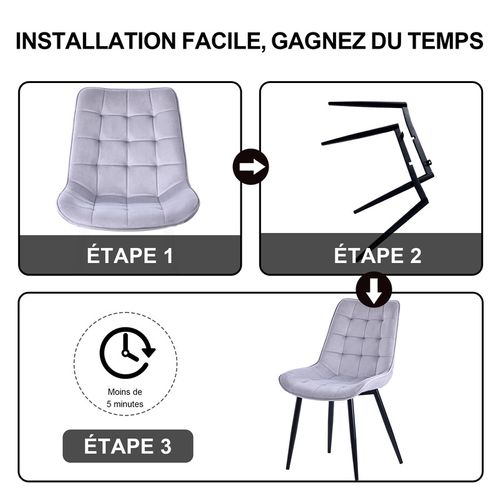 Lot de 2 chaises salle à manger, idéal pour le salon ou la cuisine — dimensions 53 × 62.5 × 88 cm