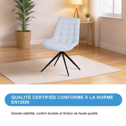 Lot de 2 chaises salle à manger et cuisine, salon/bureau – Confort 53×62×85,5 cm – 360°
