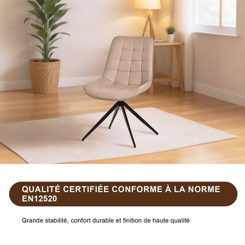 Lot de 2 chaises salle à manger et cuisine, salon/bureau – Confort 53×62×85,5 cm – 360°