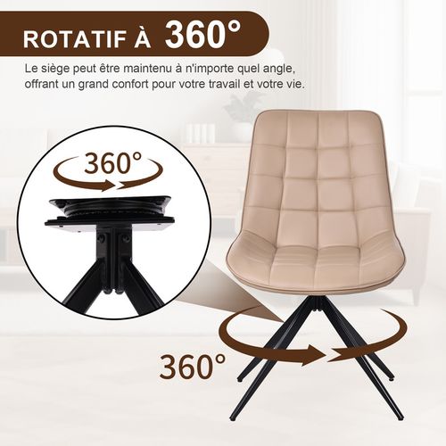 Lot de 2 chaises salle à manger et cuisine, salon/bureau – Confort 53×62×85,5 cm – 360°