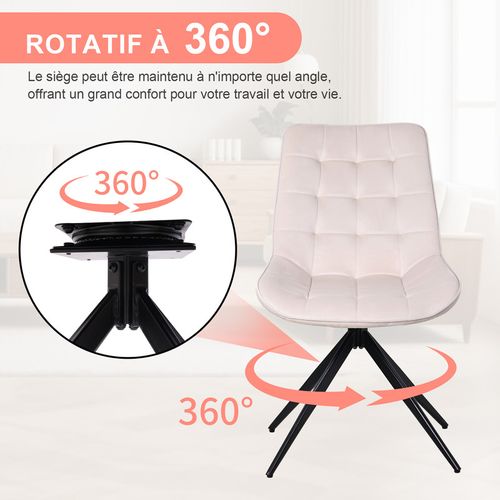 Lot de 2 chaises salle à manger et cuisine, salon/bureau – Confort 53×62×85,5 cm – 360°