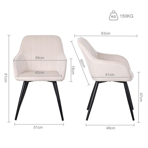 Lot de 2 chaises salle à manger et cuisine, bureau – Confortable 58×63×81 cm