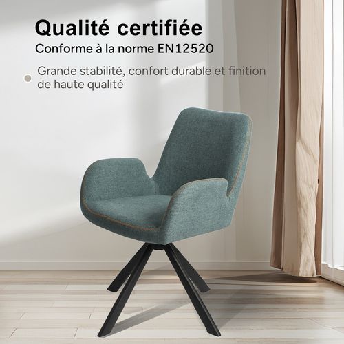 Lot de 2 chaises salle à manger et cuisine, bureau – Confort 56×59×82 cm – 360°