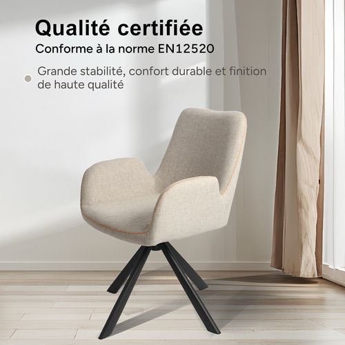 Lot de 2 chaises salle à manger et cuisine, bureau – Confort 56×59×82 cm – 360°