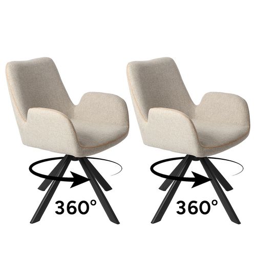 Lot de 2 chaises salle à manger et cuisine, bureau – Confort 56×59×82 cm – 360°