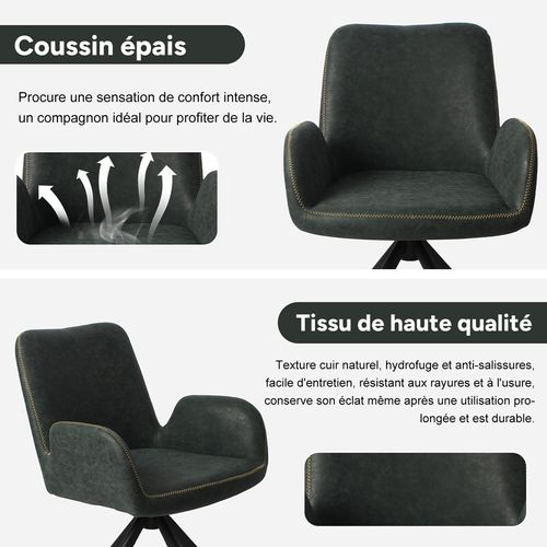 Lot de 2 chaises salle à manger et cuisine, bureau – Confort 56×59×82 cm – 360°