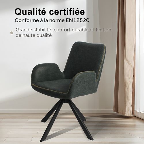 Lot de 2 chaises salle à manger et cuisine, bureau – Confort 56×59×82 cm – 360°