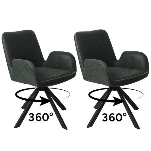 Lot de 2 chaises salle à manger et cuisine, bureau – Confort 56×59×82 cm – 360°