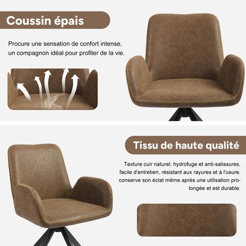 Lot de 2 chaises salle à manger et cuisine, bureau – Confort 56×59×82 cm – 360°
