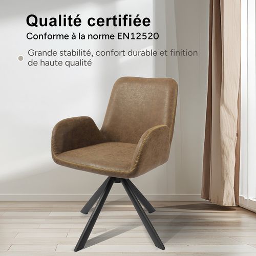 Lot de 2 chaises salle à manger et cuisine, bureau – Confort 56×59×82 cm – 360°