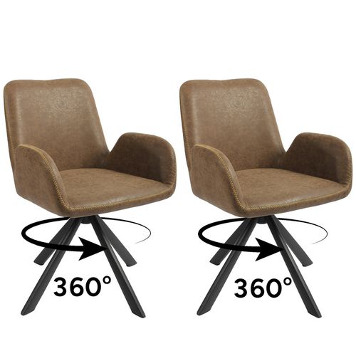 Lot de 2 chaises salle à manger et cuisine, bureau – Confort 56×59×82 cm – 360°