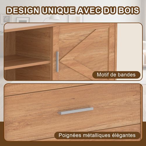 Meuble TV 160 cm – Meuble TV Avec 3 Tiroirs Et 1 Portes Coulissantes, Rangement Pratique