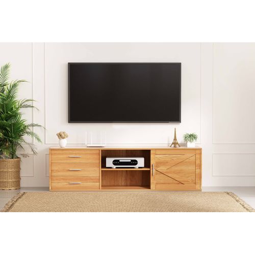 Meuble TV 160 cm – Meuble TV Avec 3 Tiroirs Et 1 Portes Coulissantes, Rangement Pratique