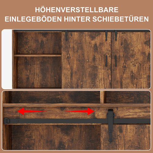 Buffet long coulissant avec 4 tiroirs et 2 portes coulissantes – 140 × 80 × 40 cm | Brun