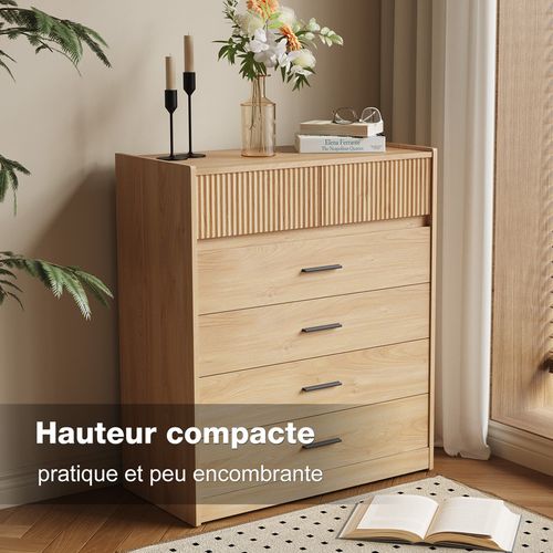 Commode 74 X 90 cm – Meuble De Rangement Avec 6 Tiroirs Spacieux Et Surface Facile à Nettoyer