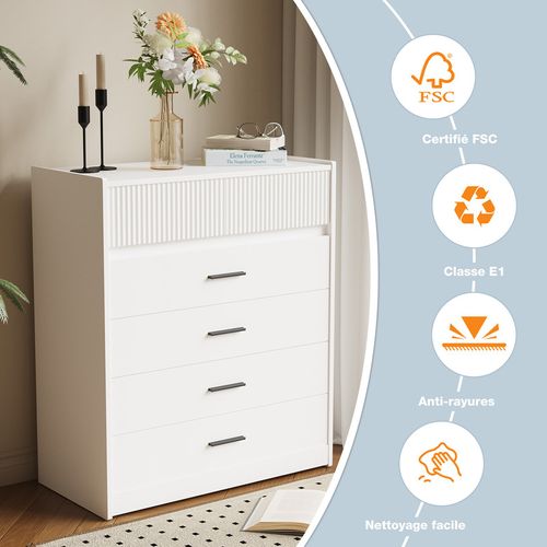 Commode 74 X 90 cm – Meuble De Rangement Avec 6 Tiroirs Spacieux Et Surface Facile à Nettoyer