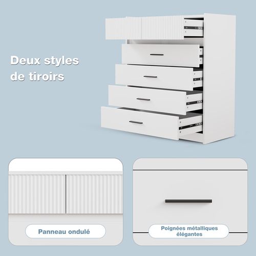 Commode 74 X 90 cm – Meuble De Rangement Avec 6 Tiroirs Spacieux Et Surface Facile à Nettoyer
