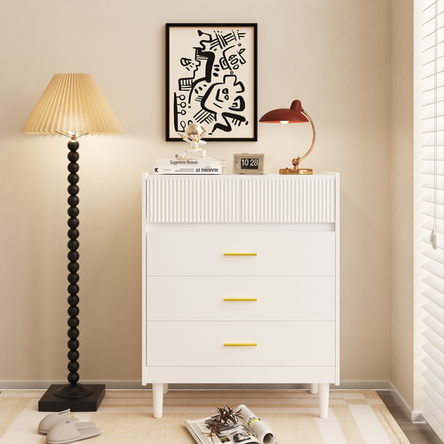 Commode 74 X 90cm – Meuble De Rangement Moderne Avec 5 Tiroirs Spacieux Et Surface Facile à Nettoyer