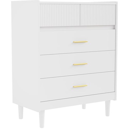 Commode 74 X 90cm – Meuble De Rangement Moderne Avec 5 Tiroirs Spacieux Et Surface Facile à Nettoyer