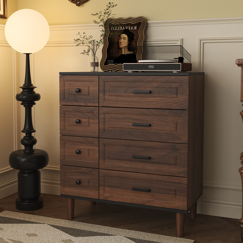 Commode 75×40×87cm–Meuble De Rangement Moderne Avec 8 Tiroirs Spacieux Et Surface Mélaminée Durable