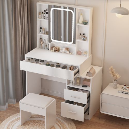 Coiffeuse LED – Table De Maquillage Avec Éclairage à Intensité Réglable,Pour Chambre Et Dressing