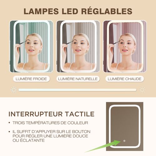 Coiffeuse LED – Table De Maquillage Avec Éclairage à Intensité Réglable,Pour Chambre Et Dressing