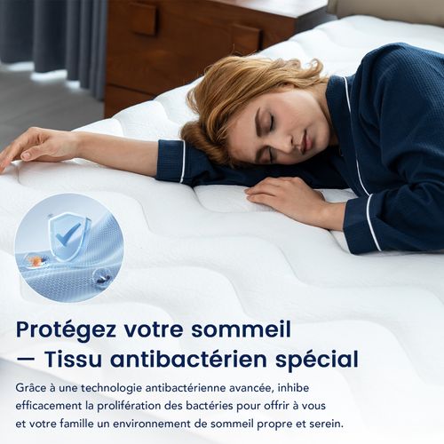Matelas Ressorts Ensachés,140x190 Cm,22 Cm,7 Zones,dureté Moyenne H3