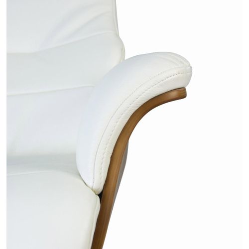 Fauteuil En Cuir Et Bois Chêne Naturel - Vega - Cuir Blanc