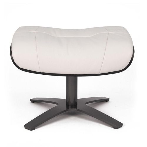 Pouf Cuir Et Chêne Noir - Vega - Cuir Blanc