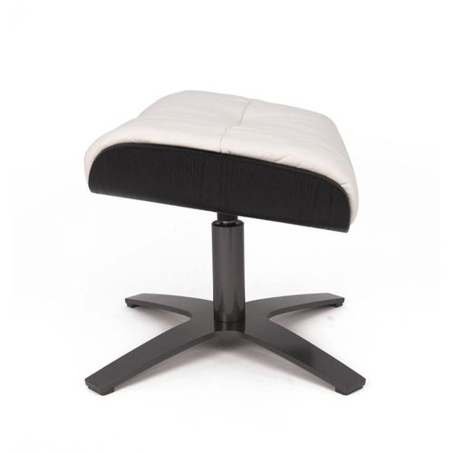 Pouf Cuir Et Chêne Noir - Vega - Cuir Blanc