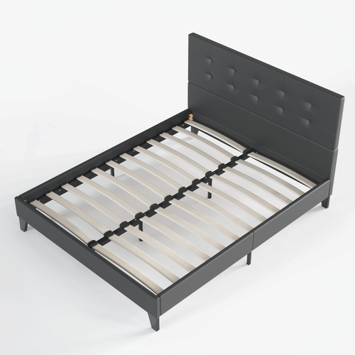 Lit 160x200 Cm avec Tête de Lit Simili-cuir Noir