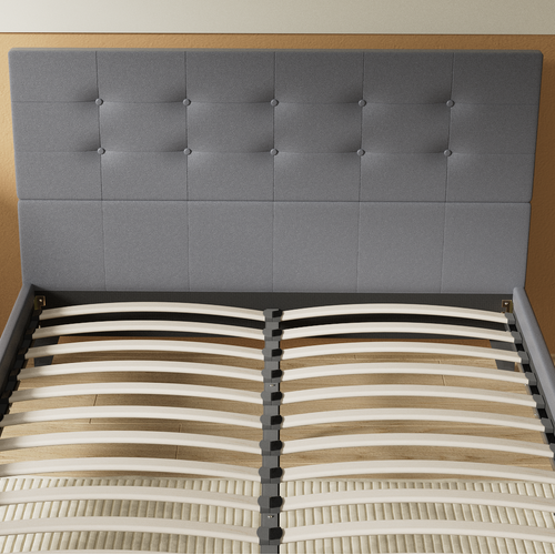 Lit 140x190 cm avec Tête de Lit  Simili-cuir Gris